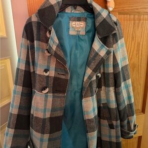 Arizona Jean Company Blue and Gray Plaid Jacket